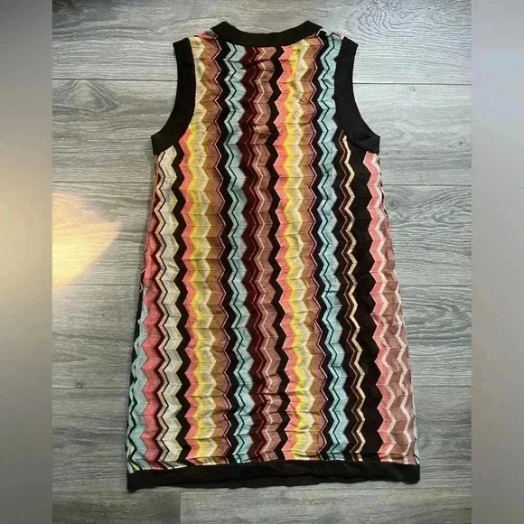 Missoni X Target 20 Yr Anniversary Brown Zig Zag Sleeveless Sweater Dress Size M - Picture 2 of 7